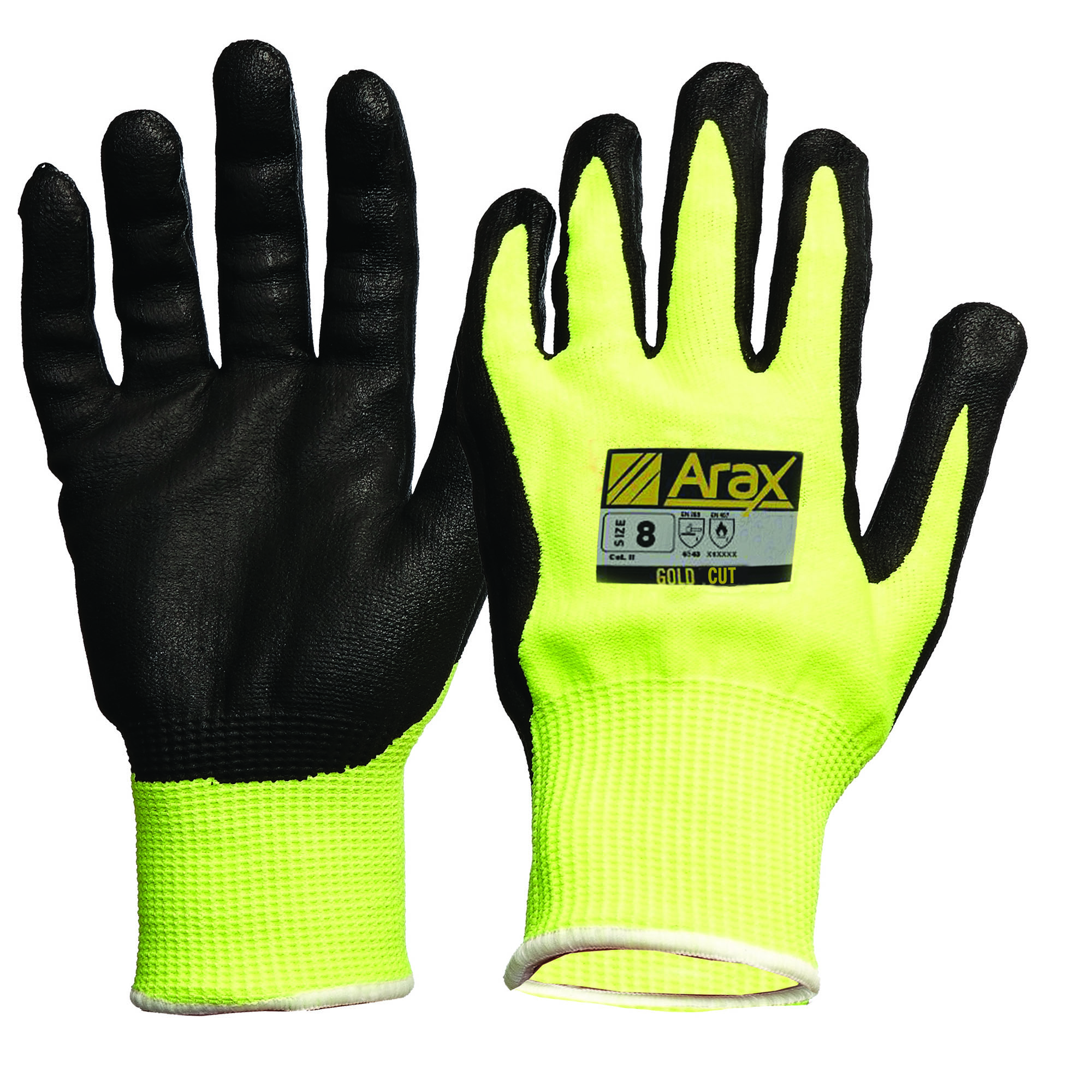 Pro Choice Safety Gear Arax® Gold, Nitrile Sand Dip On Hi-Vis Yellow Liner