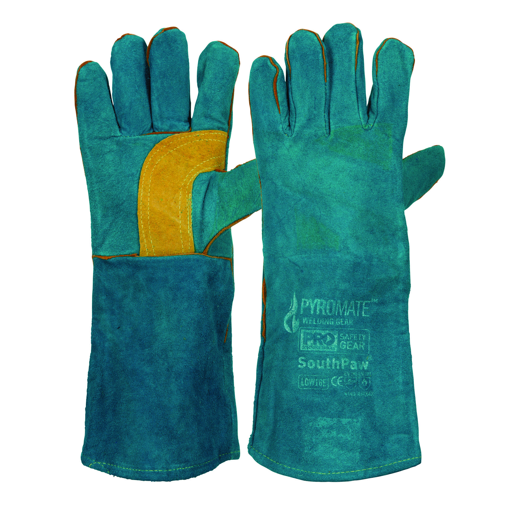 Pro Choice Safety Gear Pyromate® South Paw® Left Hand Pair -Green & Gold Kevlar® Glove Green