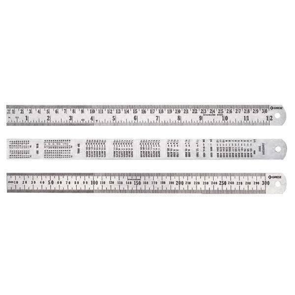 SR/40 GROZ STEEL RULE, IMPERIAL & METRIC, 1000MM / 40