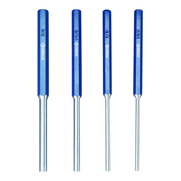 PP/HD3-8L GROZ EXTRA LONG HEAVY DUTY PIN PUNCH, HEX SHANK, 3/8