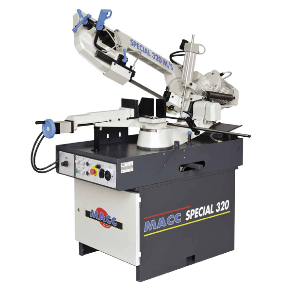 MACC BANDSAW, SEMI AUTO, 230MM CAP,  SWIVEL HEAD, DUAL MITRE, 2 SPEED 415V 3PH