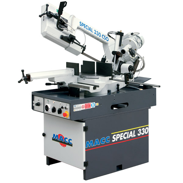 MACC BANDSAW, 260MM CAP,  SWIVEL HEAD, DUAL MITRE, 415V 3PH, HYD DOWNFEED (1 X CRATE, 1 X CARTON)