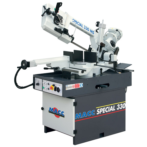 MACC BANDSAW, SEMI AUTO, 260MM CAP,  SWIVEL HEAD, DUAL MITRE, 2 SPEED 415V 3PH