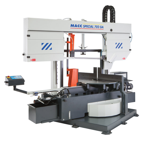 MACC DUAL COLUMN BANDSAW, SEMI AUTO, 550 x 700MM CAP,  SWIVEL HEAD, DUAL MITRE, VARIABLE SPEED 415V 3PH