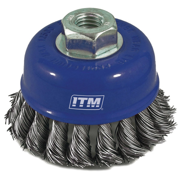 ITM TWIST KNOT CUP BRUSH STEEL 75MM, MULTI THREAD