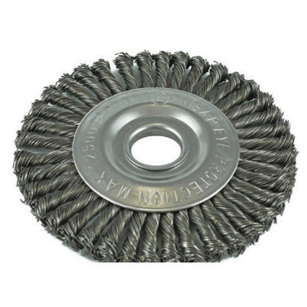ITM TWIST KNOT PIPELINE WHEEL BRUSH STEEL 150MM, 22.2MM THREAD