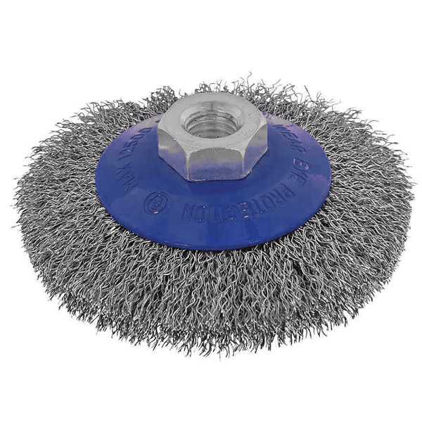 ITM CRIMP WIRE BEVEL BRUSH STAINLESS STEEL 100MM, MULTI THREAD