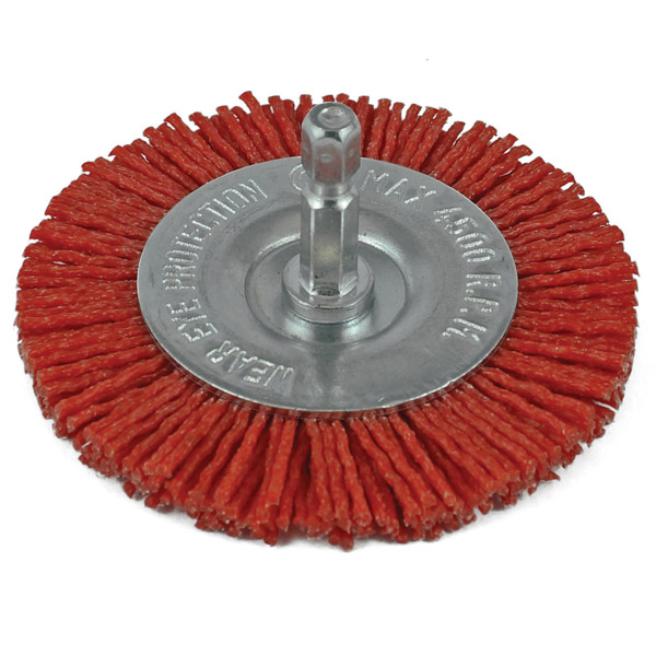 ITM NYLON SPINDLE MOUNTED WHEEL BRUSH 75MM, 80 GRIT, 1/4