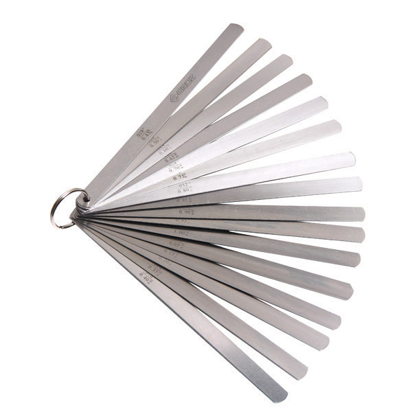 FLG/20/150 GROZ METRIC THICKNESS GAUGES (FEELER GAUGES), 0.05 - 1MM, 20 PCS STRAIGHT 13MM WIDTH LEAVES, 150MM BLADE LENGTH.