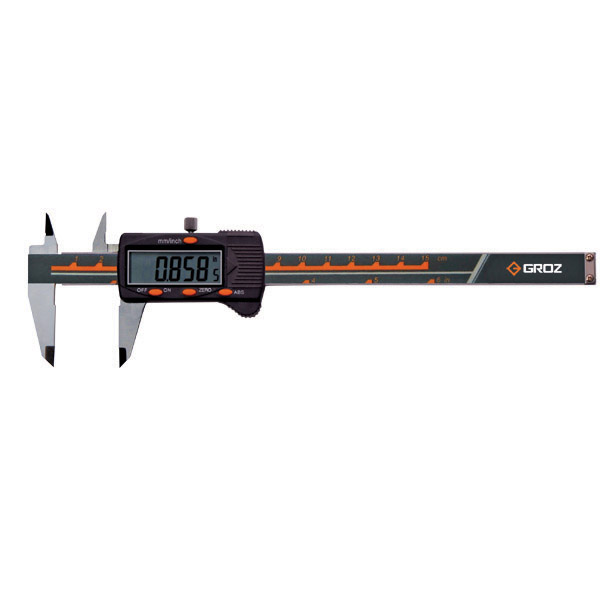 EDC/6 GROZ ELECTRONIC CALIPER, 0-6/0-150MM, 0.0005/ 0.01MM, 4 BUTTONS, WITH THUMB WHEEL