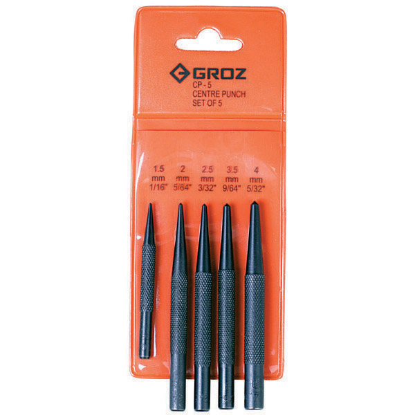 CP/5/ST GROZ CENTRE PUNCH SET, 5 PCE