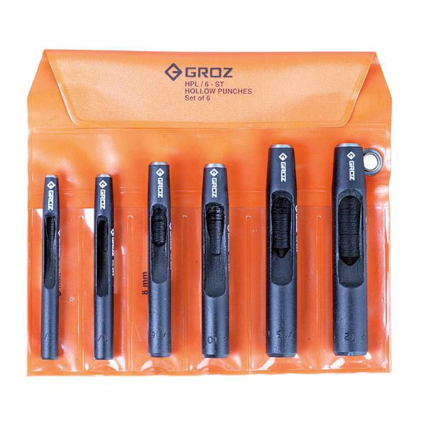 HPL/6/ST GROZ HOLLOW PUNCH SET, 5 - 12MM, 6 PCE