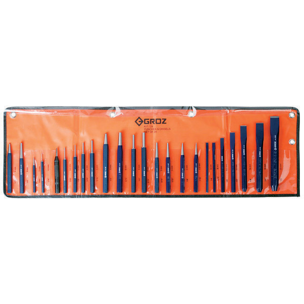 KIT/26/ST GROZ PUNCH & COLD CHISEL SET, 26 PCE