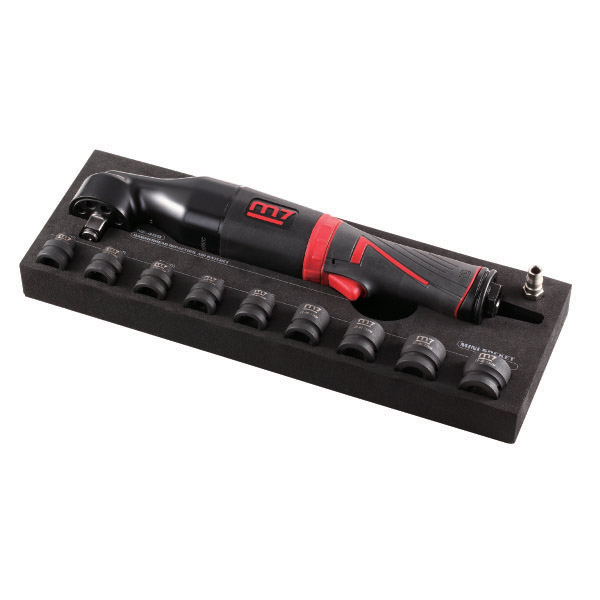M7 IMPACT WRENCH ANGLE DRIVE KIT WITH 9 PCE SOCKET SET, 250 FT/LB, 1/2