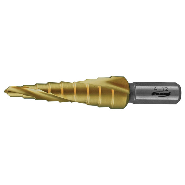 HOLEMAKER STEP DRILL, SPIRAL FLUTE, 9 STEPS, 5.5MM STEP LENGTH, 4 - 12MM