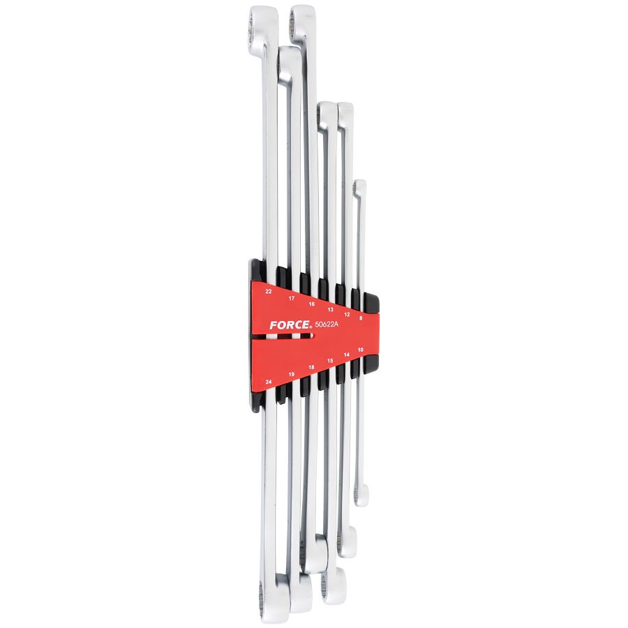 Force 6 Piece Extra Long Flat Ring Spanner Set