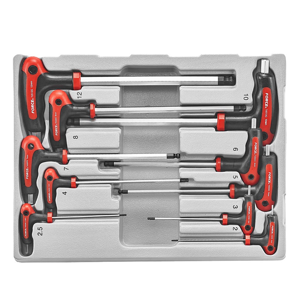 Force 10 Piece T-Handle Metric Ball Drive Hex Key Set