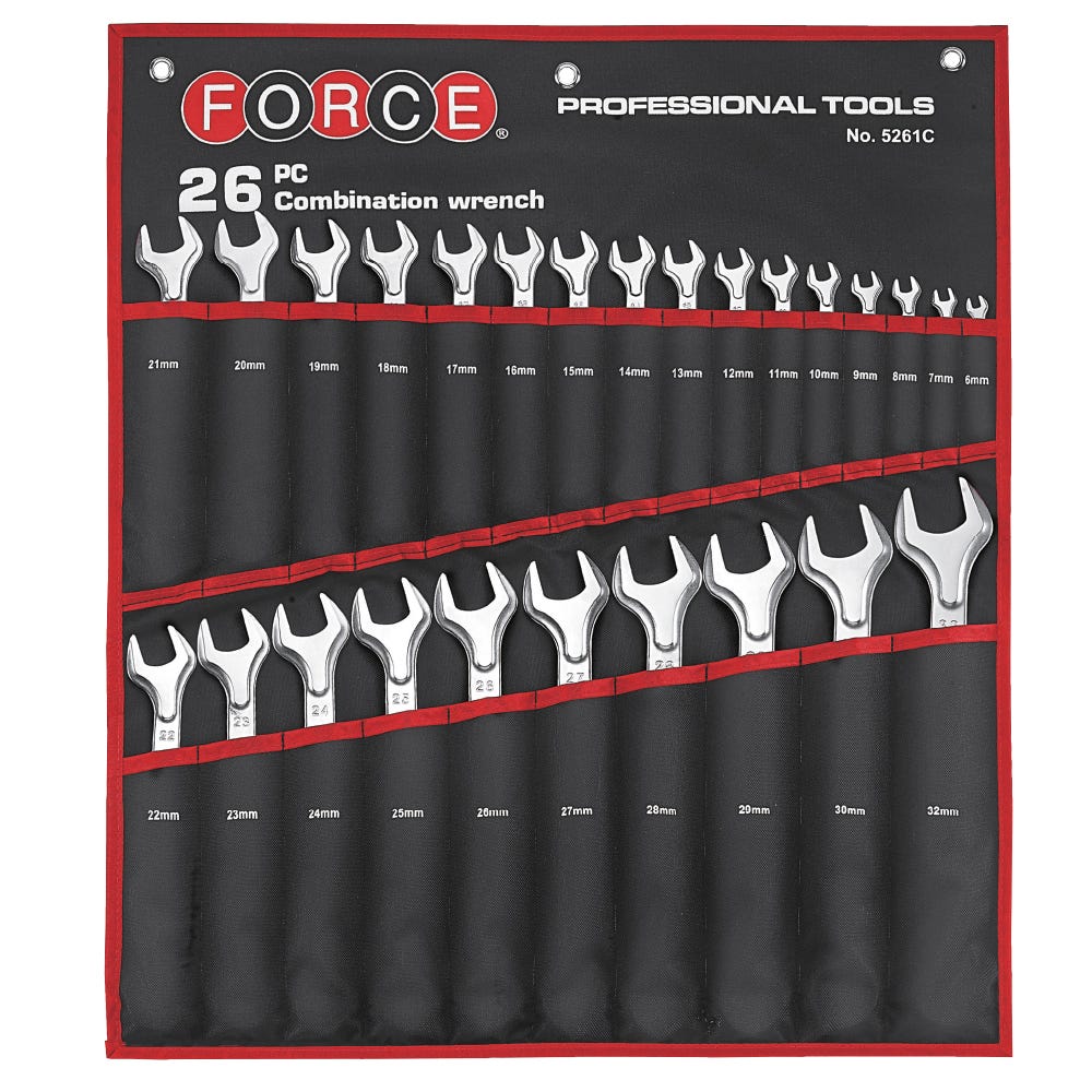 Force 26 Piece Metric Ring Open Ended Spanner Set