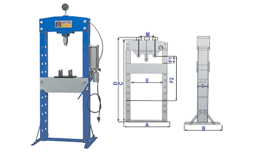 30 Ton Hydraulic Workshop Press (Pneumatic & Hand Pump Model)