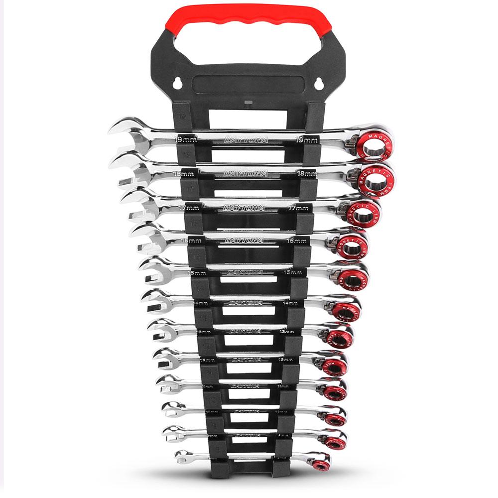 12pce Magnetic Stop Ring Reversible Ratchet Spanner Set